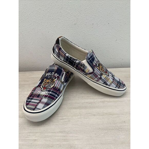 Polo Ralph Lauren Men's Sz 10 Keaton Tiger Patchwork Slip-On Sneakers - Picture 11 of 11